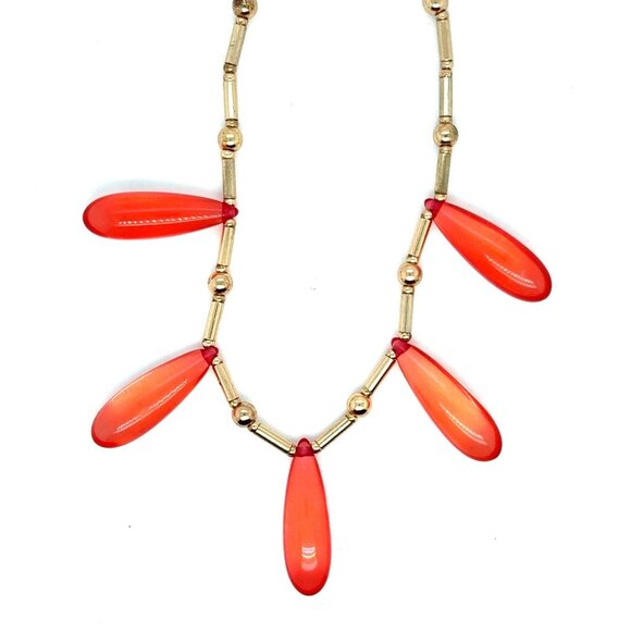 Red Teardrop Station Necklace - Picture 1 of 5